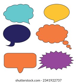 Vector speech bubble colorful set Trendy speech bubbles set in flat design with short messages.