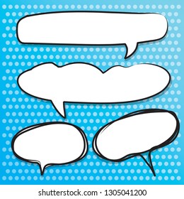 Vector speech bubble colorful set,Hand drawn set of speech bubbles with handwritten
