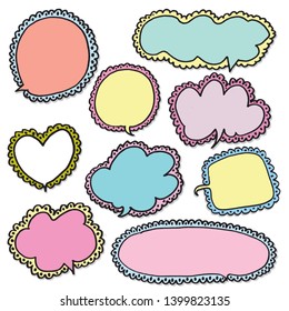 Vector speech bubble colorful set,Hand drawn set of speech bubbles with handwritten
