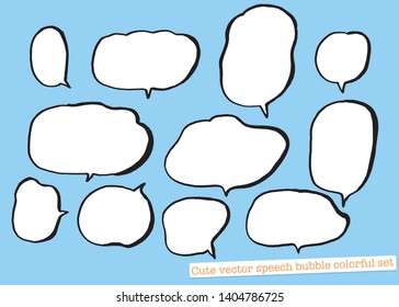 Vector speech bubble colorful set,Hand drawn set of speech bubbles with handwritten