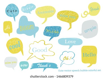 Vector speech bubble colorful set,Hand drawn set of speech bubbles with handwritten
