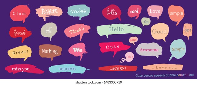 Vector speech bubble colorful set,Hand drawn set of speech bubbles with handwritten

