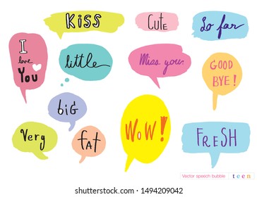 Vector speech bubble colorful set,Hand drawn set of speech bubbles with handwritten
