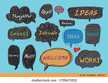 Vector speech bubble colorful set,Hand drawn set of speech bubbles with handwritten