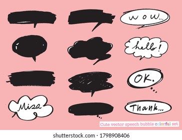 Vector speech bubble colorful set,Hand drawn set of speech bubbles with handwritten