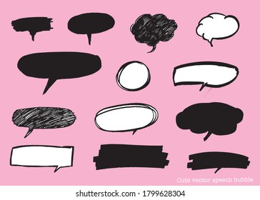 Vector speech bubble colorful set,Hand drawn set of speech bubbles with handwritten

