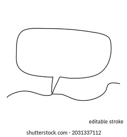 Vector Speech Bubble in Continuous Line Drawing with Editable Stroke. Sketchy Talk Concept. Outline Simple Artwork.