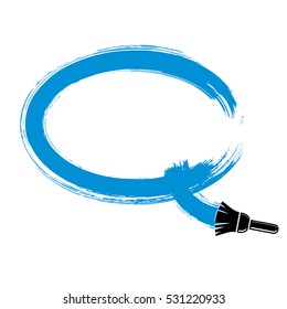 Vector speech bubble drawn with painting brush, conversation sign can be used in web design. Blue smudge think bubble symbol made with brushstrokes, idea concept.