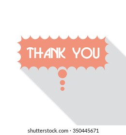 Vector speech bubble in flat design with shadow and phrase Thank you.