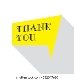 Vector speech bubble in flat design with shadow and phrase Thank you.