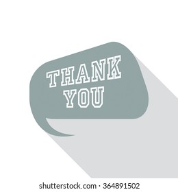 Vector speech bubble in flat design with shadow and phrase Thank you.