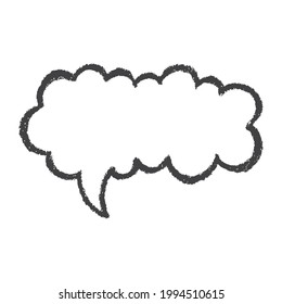 Vector speech bubble. Frame for text drawn with pencil, chalk or charcoal. Figure isolated on a white background.
