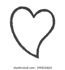 Vector speech bubble. Frame for text drawn with pencil, chalk or charcoal. Figure isolated on a white background. Heart.