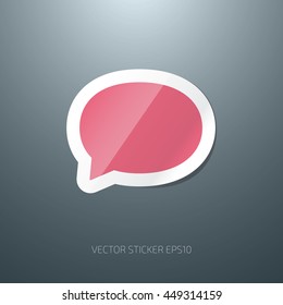 Vector speech bubble glossy paper sticker icon