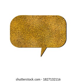Burbuja de habla vectorial con efecto de brillo dorado. Banderas doradas y aisladas sobre fondo blanco. Ilustración de dibujos animados. Marco de plantilla.  Estilo de dibujo a mano, nubes de diálogo.