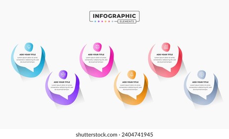 Vector speech bubble infographic design template with icons and six options or steps