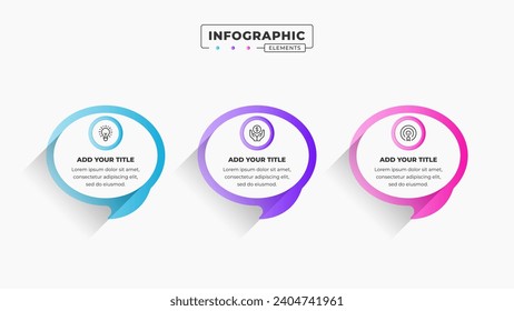 Vector speech bubble infographic design template with 3 steps or options