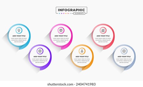 Vector speech bubble infographic design template with icons and six options or steps