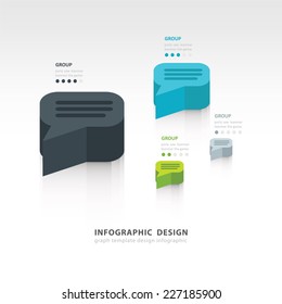 Vector speech bubble infographic, icons 4 color