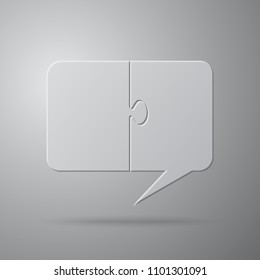 Vector speech bubble made of puzzle. Business presentation infographic on 2 steps, pieces, parts, details. Jigsaw speech bubble teamwork. Idea for marketing. Chat, dialog, conversation, talk, speak.