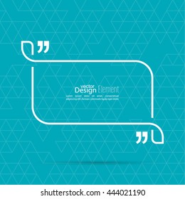 Vector speech bubble with quotation mark. Quote sign icon.       