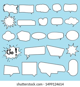vector of speech bubble set blue background.
