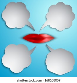 Vector speech bubble set with lips