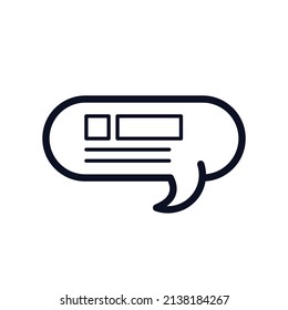 Vector Speech Bubble Text Chat Icon Minimalist Monoline Style