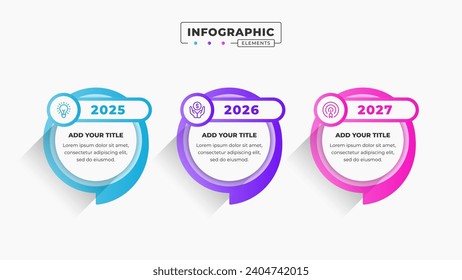 Vector speech bubble timeline infographic design template with 3 steps or options