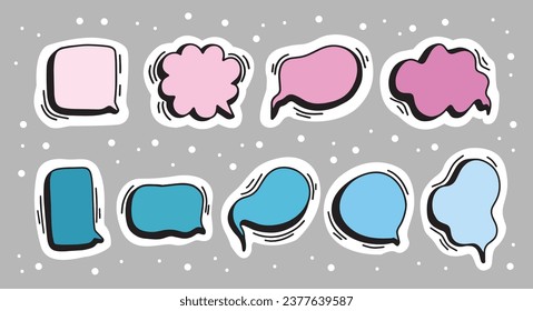 Vector speech bubbles colorful collection. Hand drawn chat clouds.