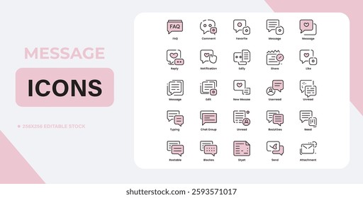 Vector Speech Bubbles and Communication Line Icons. Editable Stroke. Pixel Perfect. For Mobile and Web.