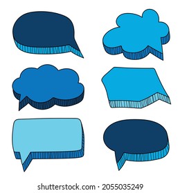 Vector speech bubbles doodle set. Hand-drawn style. Vector Illustration - set on white
