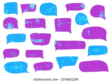 Vector speech bubbles isolated on white background. Collection of textured ballons for text.