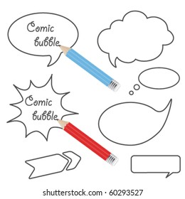 Vector speech bubbles with pencils