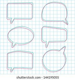 Vector speech bubbles sample hand drawn marker vintage paper set design