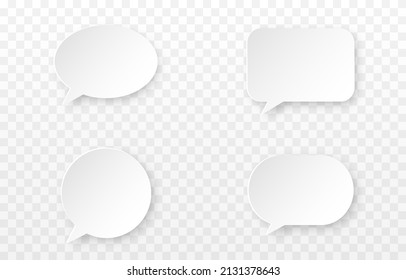 Vector speech bubbles. Set of speech bubbles on isolated transparent background. Dialogue, communication, comics. PNG.