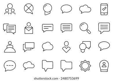 vector Speech bubbles thin line icons set.