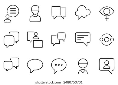 vector Speech bubbles thin line icons set.