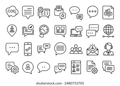 vector Speech bubbles thin line icons set.