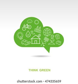 vector Speech cloud bubble think green