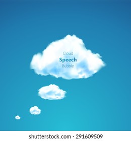 Vector speech cloud on blue sky