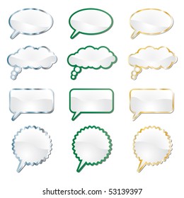 vector speech clouds with golden and silver frame