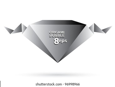 Vector speech green origami bubble. Web icon
