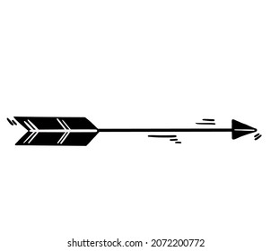 Vector speed arrow in boho rustic style in cartoon doodle style.