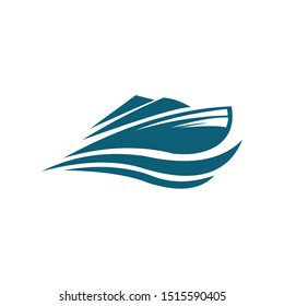 vector Speed boat with waves,the yacht or sailing logo design