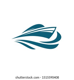 vector Speed boat with waves,the yacht or sailing logo design