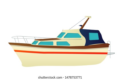 Vector speed boat, yacht over white background