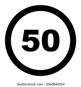 Vector Speed Limit 50 Glyph Icon Design
