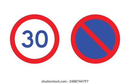 Vector Speed Limit Sign And Prohibited Sign