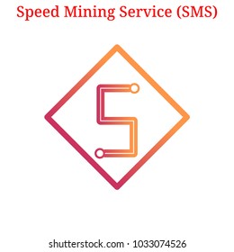 Vector Speed Mining Service (SMS) digital cryptocurrency logo. Speed Mining Service (SMS) icon. Vector illustration isolated on white background.